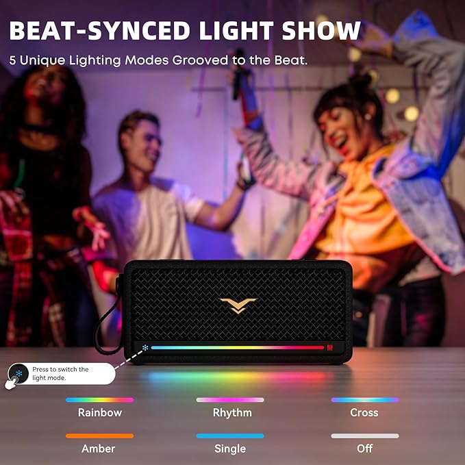 Bluetooth Speakers, 40W Peak Portable Wireless Retro Speaker, IP67 Waterproof, TWS Pairing, Active Extra Bass, Bluetooth 5.3 Loud Speaker with LED Lights, for Office, Home, Party, Outdoor, Beach, Gift