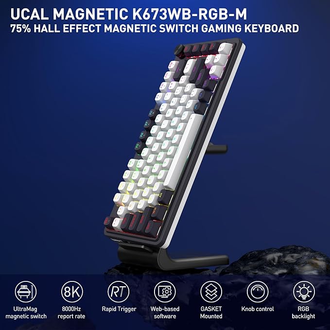 Redragon K673 HE Rapid Trigger Gaming Keyboard, 81 Keys 8K Wired Mechanical Keyboard w/Next-Gen UltraMag 100% POM Silky Magnetic Switch, Dual-Module Floating Structure Design, 2-Layer Noise Dampening