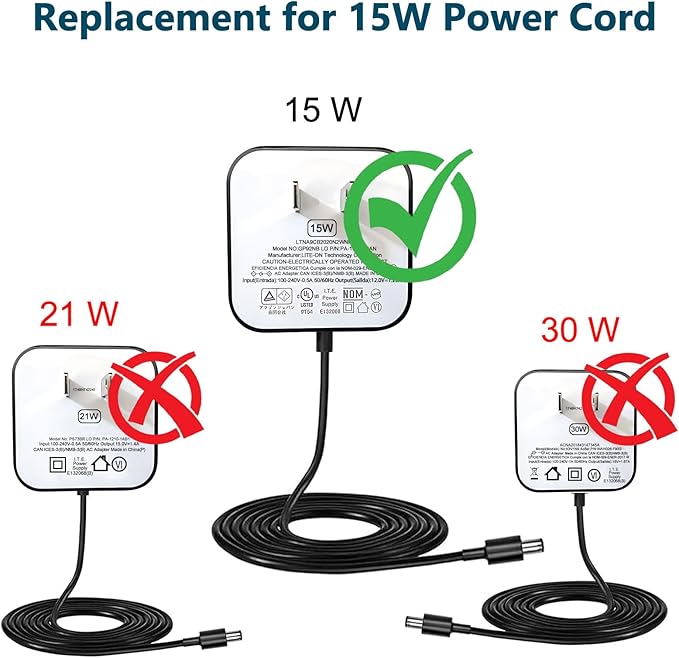 15W Power Adapter for Echo, Dot 3rd & 4th Gen, Kids Edition, Show 5, Spot, and Fire TV Cube, 5Ft AC Adapter Power Cord