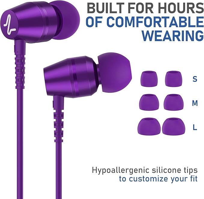LUDOS OMNITONE USB C Headphones for iPhone 16 15 Pro Max Plus iPad Pro, 5 Years Warranty, USB-C Earbuds for Samsung Galaxy S24 S23 S22 S21 S20 A55 A54 A53, USB Type C Earphones - Purple