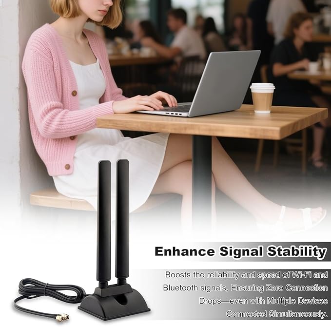 WiFi 6 6E Tri-Band 6GHz 5GHz 2.4GHz Magnetic Base External Replacement WiFi Antenna for PC Desktop Computer Asus Rog Strix Gigabyte Aorus Gaming WiFi Motherboard Card, Kaunosta