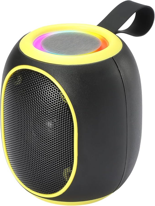 WS-338 Mini Bluetooth Replica Speaker – Portable HD Sound with LED Ring Light, Built-in Microphone, USB/TF Support, Surprise Gift for Music Lovers(Black Yellow)