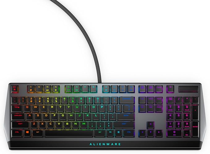Alienware Low-Profile RGB Gaming Keyboard AW510K, AlienFx Per Key RGB LED Color Backlighting, Media CONTROLS & USB Passthrough, Cherry MX Low Profile Red Switches