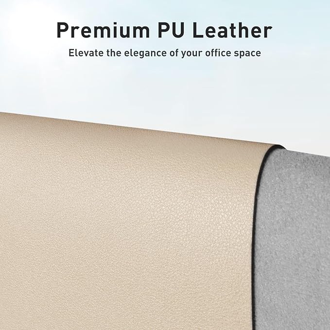 Aothia Leather Desk Pad Protector, Mouse Pad, Office Desk Mat, Non-Slip PU Leather Desk Blotter, Laptop Desk Pad, Waterproof Desk Writing Pad for Office and Home (Beige, 36" x 17")