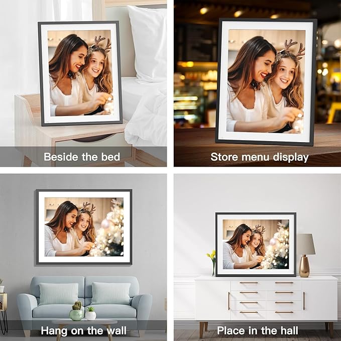 Large Digital Picture Frame 17" Digital Photo Frame - 1280x 960 IPS Touch Screen, Motion Sensor, Auto-Rotate, Wall Mounted, Share Photos/Videos via App Email, Free Cloud, for Mom Dad