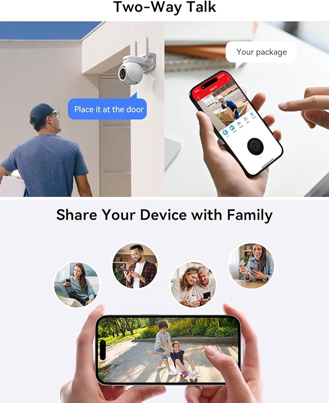 Wireless Security Camera System with 10" LCD Monitor, 2PCS 3MP PTZ Outdoor Camera for Home Surveillance, 10CH NVR with 500G HDD,Auto Tracking,Human Detection,Color Night Vision,No Monthly Fee