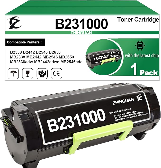 B231000 High Yield Black Toner Cartridge Replacement for B231000 Toner Cartridge Work for B2338 B2442 B2546 B2650 MB2338 MB2442 MB2546 MB2650 MB2338adw MB2442adwe MB2546ade Laser Printers (3500 Pages)