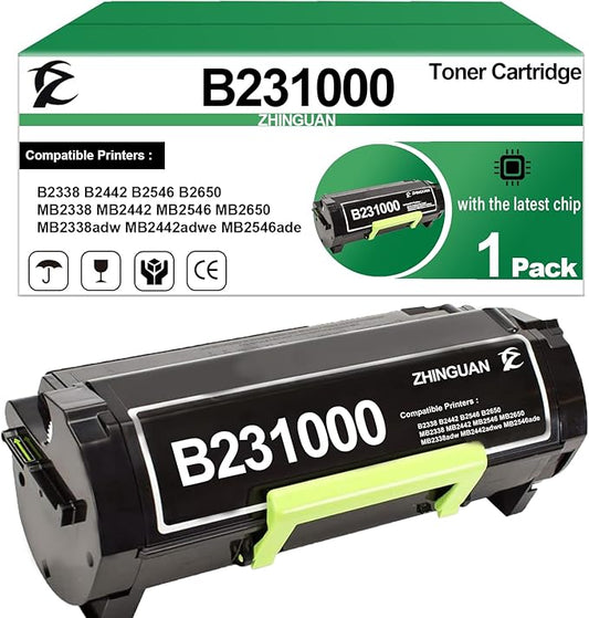 B231000 High Yield Black Toner Cartridge Replacement for B231000 Toner Cartridge Work for B2338 B2442 B2546 B2650 MB2338 MB2442 MB2546 MB2650 MB2338adw MB2442adwe MB2546ade Laser Printers (3500 Pages)
