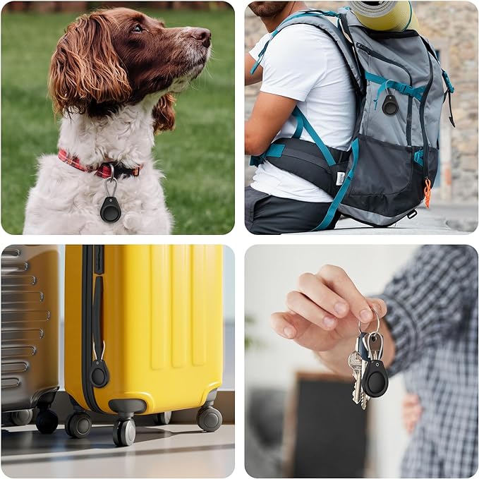 Waterproof AirTag Keychain Holder - (2 Pack) Air tag Lock Case with Wire Cable Compatible with Apple AirTags, Ultra Durable Anti-Lost Protective Case with Keyring for Luggage, Key, Backpack, Black