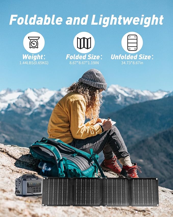Foldable Solar Panel Charger - Portable 30W & 60W High-Efficiency Panels with USB-C and DC Outputs for Camping, Hiking, and Backup Power (30W)