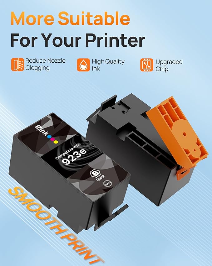 E-Z Ink 923XL 923e 923 Ink cartridges Replacement for hp 923xl Ink cartridges Combo Pack for hp officejet pro 8130e 8125e 8135e 8138e 8139e 8122e Printers(4 Pack Black and Color Combo Pack with Chip)