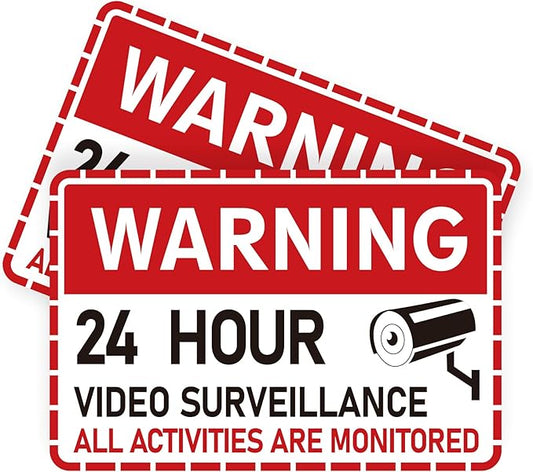2PCS Video Surveillance Sign/All Activities Are Monitored, Waterproof Durable Security Camera Sign Sticker, Warning Signs for Home, Business, Property