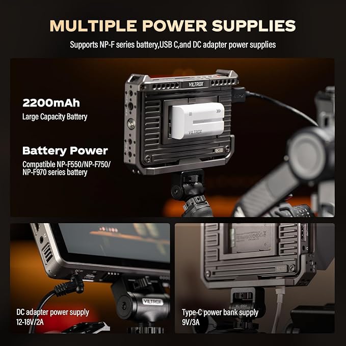 VILTROX DC-X2 Cage 6" SDI Camera Field Monitors 2000nits Super Bright Daylight Viewable External Monitor for 4k HDMI DSLR Touchscreen Monitor for Sony Canon Nikon with Sunshield 2200 MAh Battery