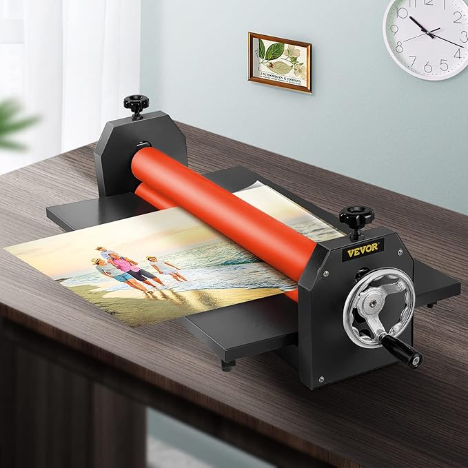 VEVOR 51 Inch Cold Laminator Machine 10mm Manual Vinyl Photo Film Cold laminator Hand Crank Pressure Cold Roll laminator(51Inch)