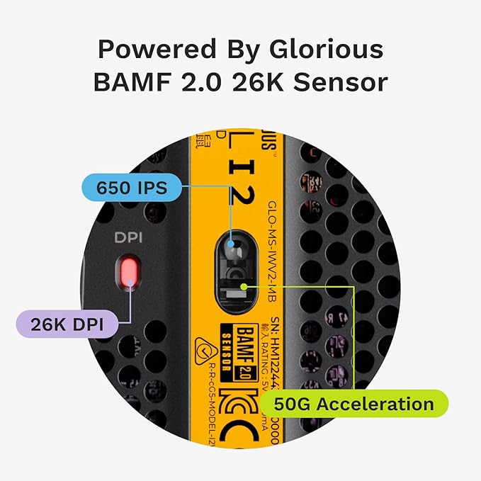 Glorious Gaming Model I 2 Wired Gaming Mouse: 9 Programmable Buttons (2 Swappable), 66g Superlight, 26k Optical Sensor, 80M Click Rated Switches, MMO/MOBA/FPS, Side Thumb Rest (Black)
