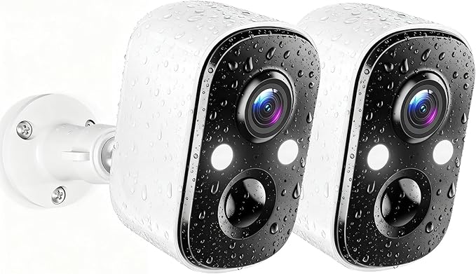 Techage Security Cameras Wireless Outdoor, 2K Battery Powered Cameras for Home Security with AI Motion Detection, 2.4G WiFi, Color Night Vision, 2-Way Talk, IP66 Waterproof, Cloud/SD Storage 2 Pack
