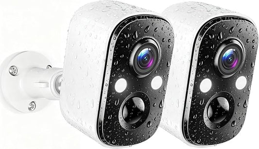 Techage Security Cameras Wireless Outdoor, 2K Battery Powered Cameras for Home Security with AI Motion Detection, 2.4G WiFi, Color Night Vision, 2-Way Talk, IP66 Waterproof, Cloud/SD Storage 2 Pack