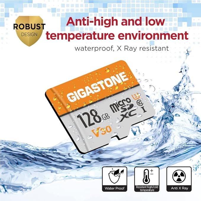 GIGASTONE 128GB Micro SD Card 2-Pack, A1 V30 4K Video Recording, Compatible with Security Camera, Dash cam, Drone, 95MB/s MicroSDXC Memory Card UHS-I Class 10, with 2 SD Adapter