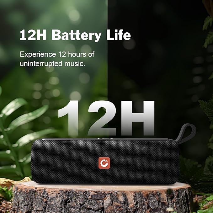 DOSS E-Go II Bluetooth Speaker with 12W Superior Sound, Loud Bass, IPX6 Waterproof, Built-in Mic, 12H Playtime, for Pool, Beach, Outdoor, and Travel