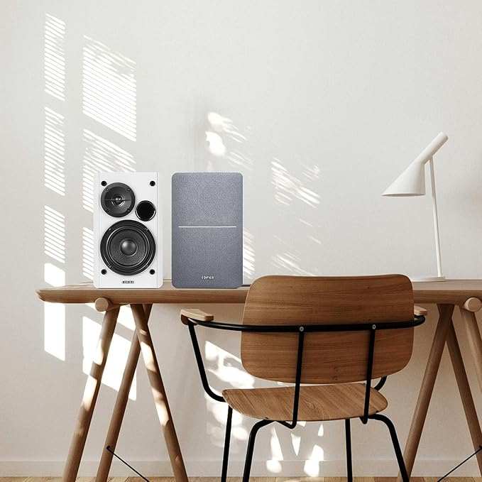 Edifier R1280T Powered Bookshelf Speakers - 2.0 Active Near Field Studio Monitor Speaker - White Enclosure - 42 Watts RMS