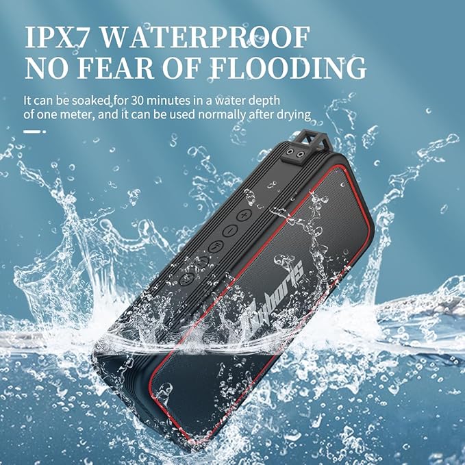 Portable Bluetooth Speaker, Wireless Speakers with 20W HD Sound, IPX7 Waterproof, Bluetooth V5.3, Dual Stereo Pairing, 30H Playtime for Home, Outdoor, Travel, Party, Beach