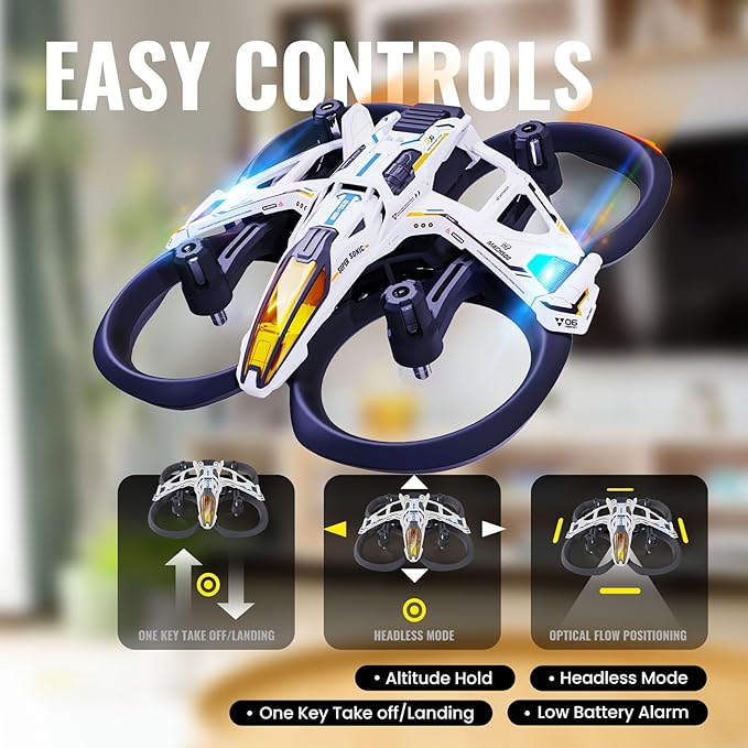 MACH 500 Tiny Drones for Kids, Mini Micro Nano Indoor RC Quadcopter for Age 8-12 10-15 12-14,Kids Drone with LED Light,Optical Flow Positioning,3 Speeds,Toys Gifts for Teen Boys Girls