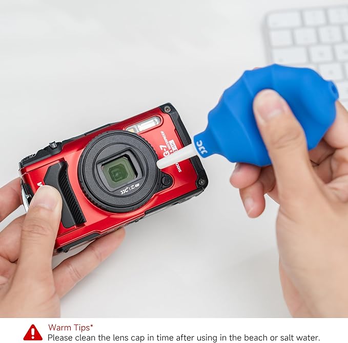 JJC LB-T01 Lens Cap Cover Protector for Olympus TG-7 TG7 TG-6 TG6 TG-5 TG5 TG-4 TG4 TG-3 TG3 TG-2 TG2 TG-1 TG1 Tough Waterproof Cameras, Rotate to Open or Close, Made of ABS Materials