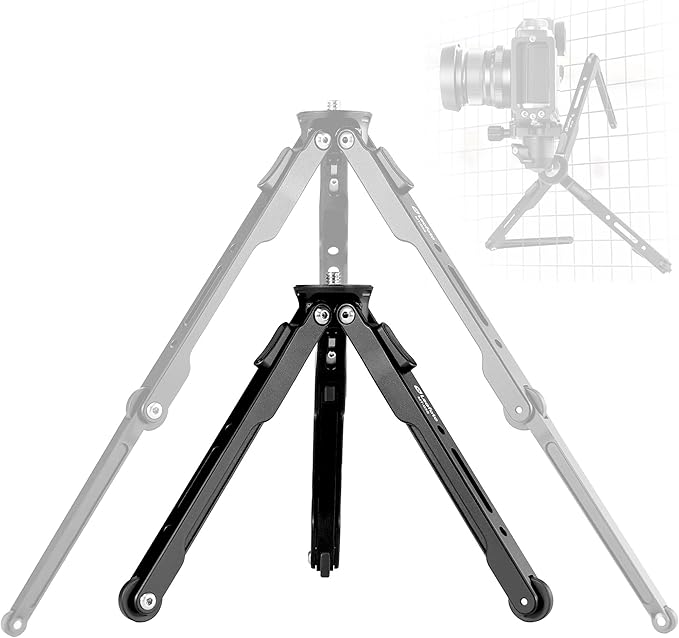 Aluminum Mini Table Tripod, Weight 162g/0.35lb, Maxload 5kg/11lb, Foldable Stand, Compact Lightweight Camera Spider Tripod, for Camera/Phone/Live Stream Light/Projector (MT-03S)