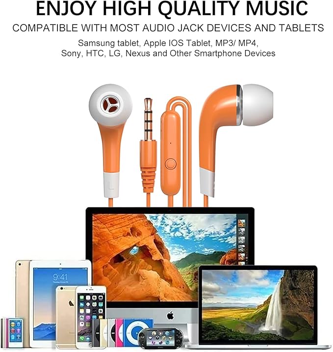 Bulk Earbuds with Microphone 10 Pack, Wired Earbuds Earphones Multicolor Headphones with mic for Kids for School for Classroom Students with 3.5mm Jack