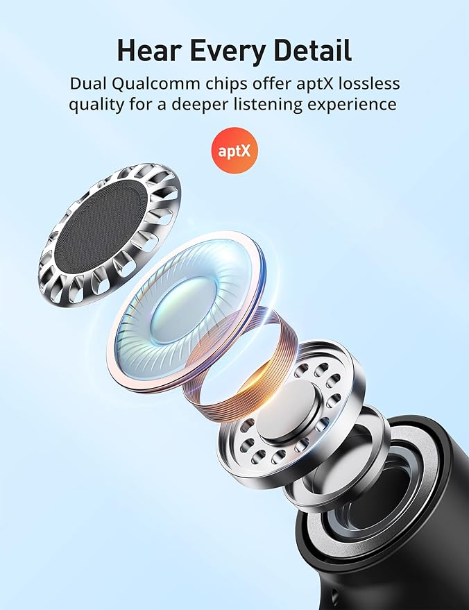 Bluetooth Headphones, Bluetooth 5.2 Stereo aptX Wireless Earbuds Bass Magnetic Neckband IPX7 Waterproof Bluetooths Earbuds Bulit-in Mic with 16H Playtime, Lightweight Earphones for Sport