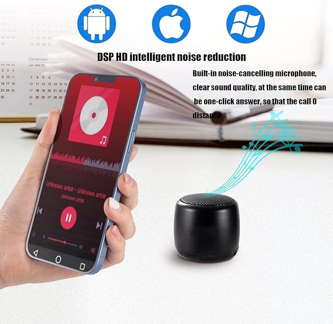 Best Mini Portable Bluetooth Speaker with HD Sound & Bass I Smallest Wireless Bluetooth Speakers for Phone/PC/Tablet I Photo Selfie Button Answer Phone Calls I Cute Tiny Speaker (Rose Gold)