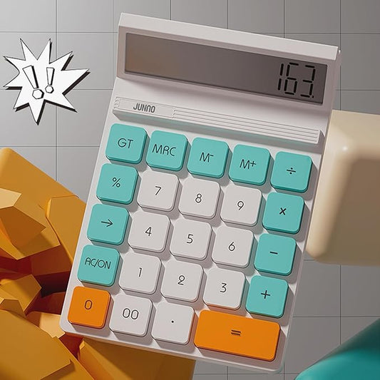 12 Digits Desktop Calculator with Large LCD Display and Sensitive Button, for Home, Office, School, Class and Business, 4 Function Small Basic Calculators for Desk (Blue)