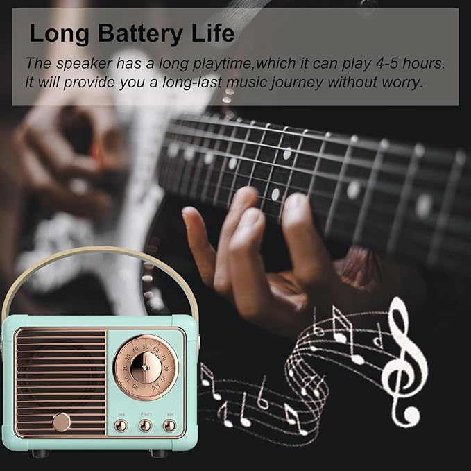 Retro Bluetooth Speaker, Wireless Portable Speaker with Crystal Clear Stereo Sound and Rich Bass, Vintage Decor, Retro Decor, Gifts for Teen Girls Boys Women (Blue)