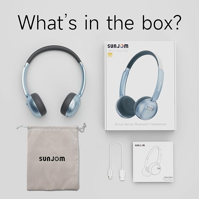 Sirius Wireless Retro Headphones, Bluetooth 5.4, 70H Playtime, ANC/ENC Active Noise Cancelling Reduction On-Ear with Microphone, Throwback 80's/ 90's Design-Blue