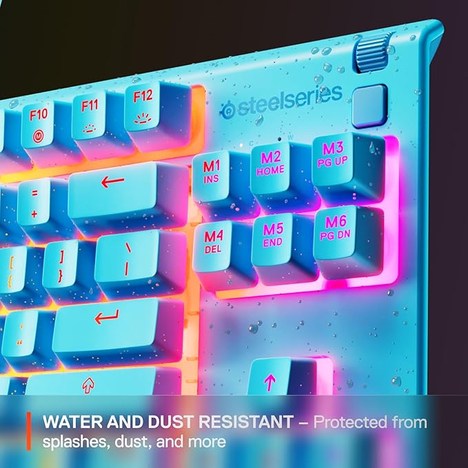 SteelSeries Apex 3 TKL Aqua RGB Gaming Keyboard — Tenkeyless Compact Form Factor — 8-Zone RGB Illumination — Water and Dust Resistant — Whisper-Quiet Gaming Switch