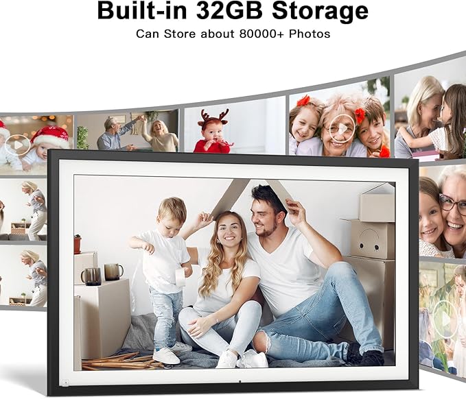 Large Digital Picture Frame 15.6-Inch-WiFi-Photo-Frame - 1920*1080 FHD Touch Screen Digital Frame, 32GB, Tabletop&Wall Mounted, Auto Rotate, Load Photo Video from Phone via APP or Email, Gifts for Mom