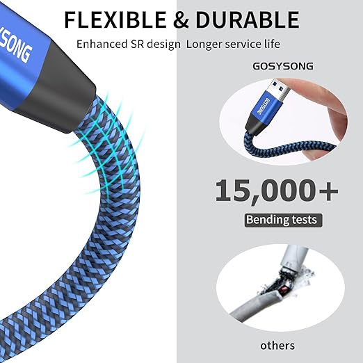 150ft USB 2.0 Printer Cable, High Speed USB A to USB B Printer Cord Compatible with Printers, Scanners,Keyboard (Blue)
