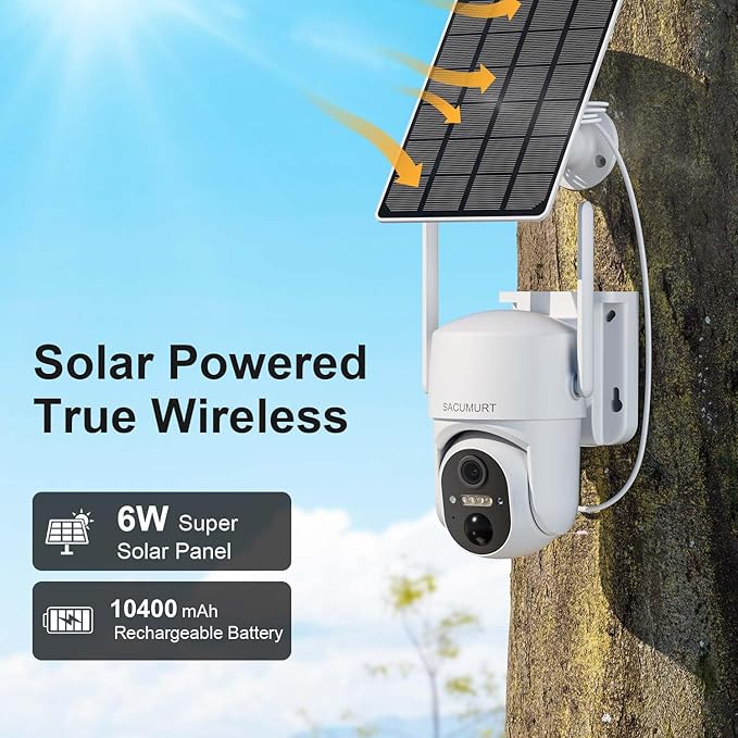 Cellular Security Cameras Wireless Outdoor, Solar Camera Outdoor Wireless, No WiFi Security Camera with SIM Card, 360 PTZ, 2K HD, Human Detection, 2-Way Talk, SD/Cloud
