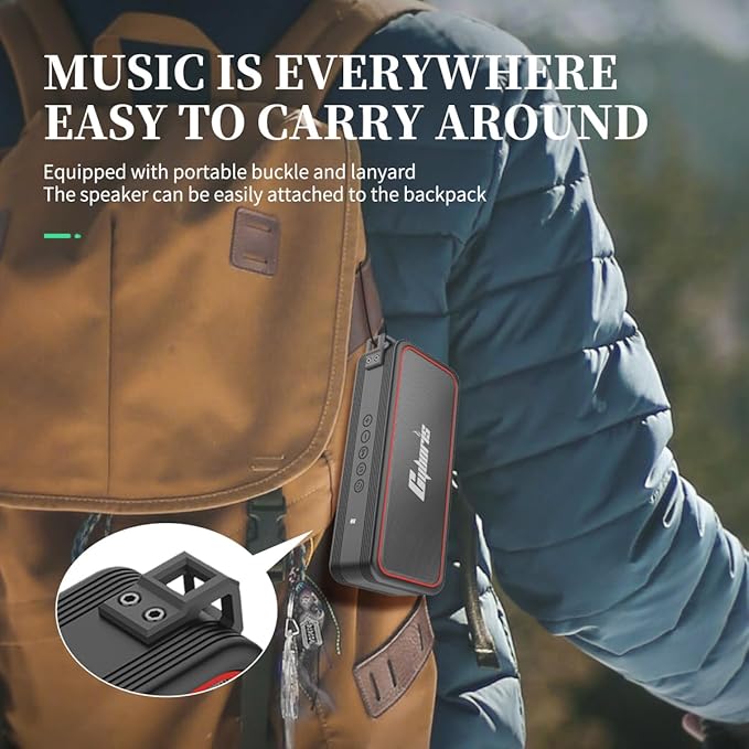 Portable Bluetooth Speaker, Wireless Speakers with 20W HD Sound, IPX7 Waterproof, Bluetooth V5.3, Dual Stereo Pairing, 30H Playtime for Home, Outdoor, Travel, Party, Beach