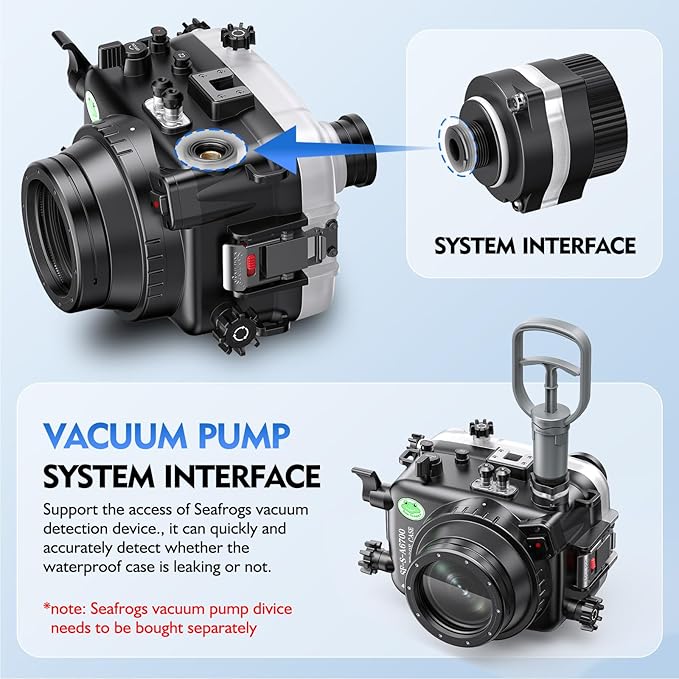 Sea frogs Underwater Camera Housing Compatible with Sony A6700 E 4/10-18 OSS IPX8 Maximum Diving Depth 40m/130ft Waterproof Camera Case for Diving, Surfing, Rowing, Skiing