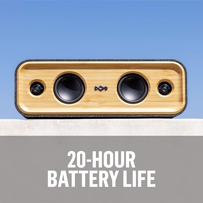 House of Marley Get Together 2: Portable Speaker with Wireless Bluetooth Connectivity, 20 Hours of Playtime and Sustainable Materials, IP65 Dust and Water Resistance, Signature Black