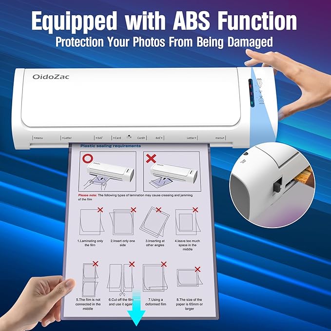 Laminator Machine 13 Inch, 60s Quick Warm-Up Never Jam Laminating Machine with 52 Laminating Sheets, 9 in 1 A3 Thermal Machine Hot & Cold with Paper Trimmer Corner Rounder for Office School Home Use