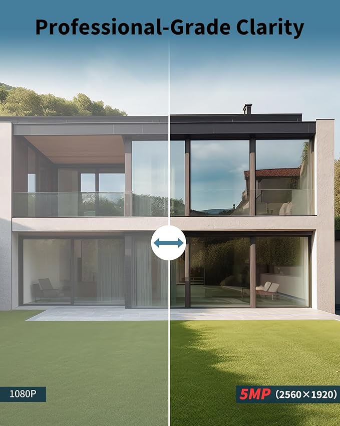 《122° Wide-Angle & Ultra 5MP Definition》Outdoor Wired Security Camera System,CCTV Cameras Outside, Home Video Surveillance Systems