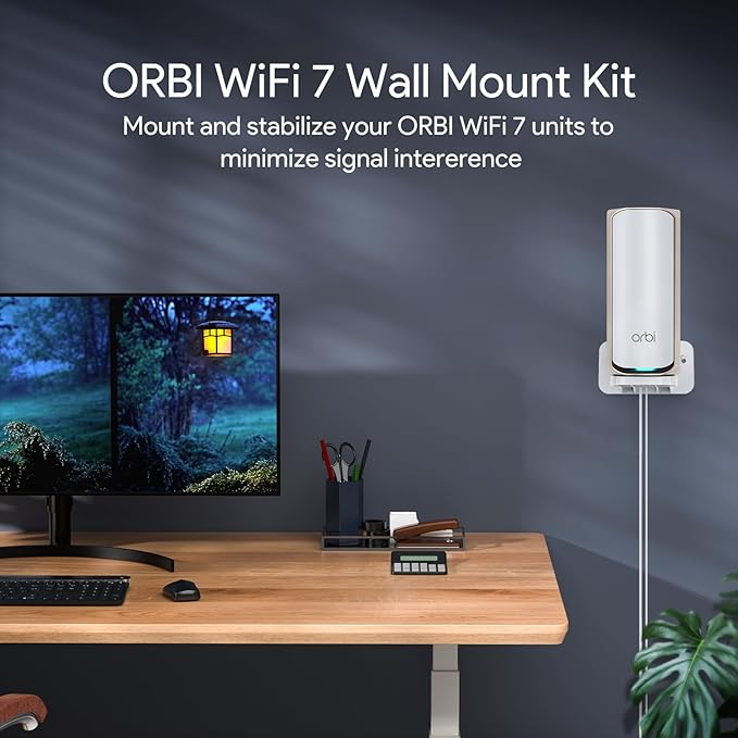 Wall Mount for Orbi WiFi 7 Router - Compatible with Orbi 970, 870, 770 Series & Nighthawk Wi-Fi 7 Mesh Systems, Orbi Secure Bracket Holder for Save Space & Boost Signal (RBEWMB-10000S) (White, 2-Pack)