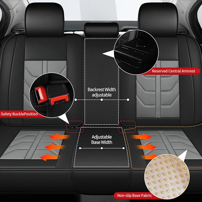 TTX LIGHTING Car Seat Covers Full Set Fit for Kia Sportage 2009-2026 Waterproof Leather 5 Seat Covers Automotive Seat Cushion Seat Protectors with Airbag Compatible (Gray)