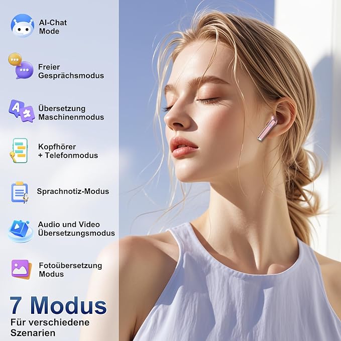 AI Translation Earbuds Real Time, 164 Language Translator Earbuds 3-in-1 Bluetooth 5.4 with APP, Translation Headphones with 6 Translation Modes Translating Device for Travel/Business/Learning