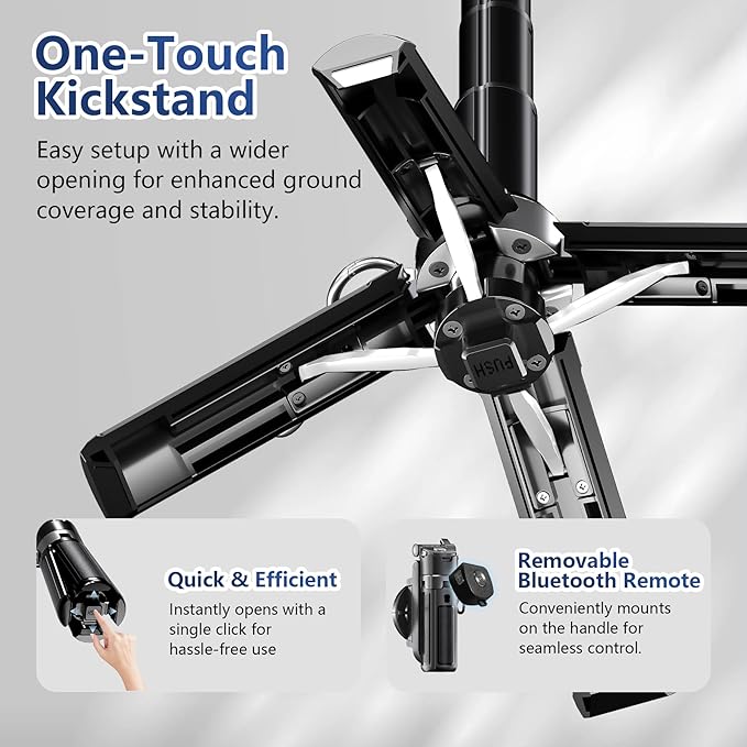 2-in-1 Magnetic Phone Tripod Stand with Zoom, Portable Mini Extendable Selfie Stick with Remote, Lightweight Handheld Cell Phone Tripod for Photos & Videos