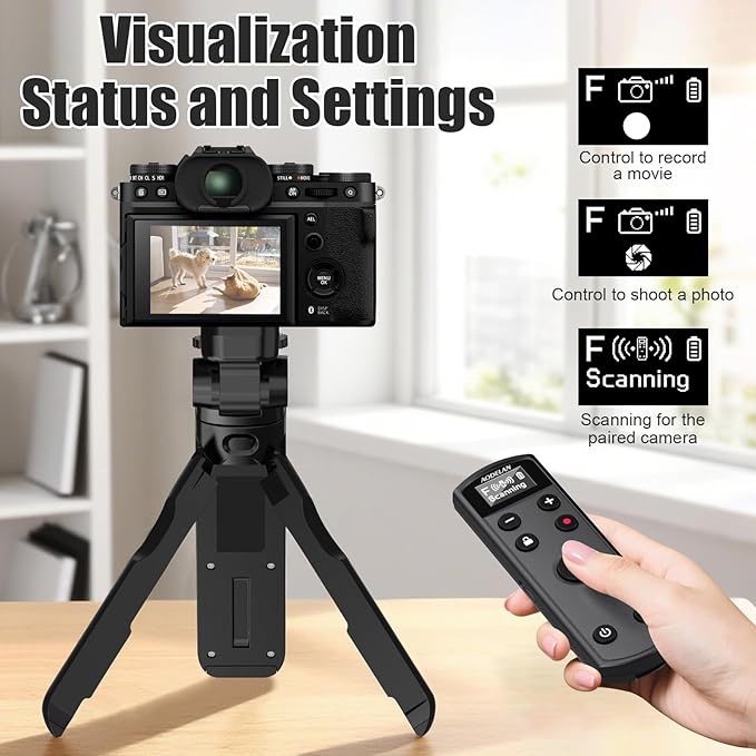 for Fujifilm Camera Tripod with Rechargeable Shutter Release,AODELAN Shooting Grip Wireless Remote Control Handle for Fuji X-T30 II, X-S10, X100VI, X-H2S, X-H2, X-T5, X-T4, X-T3, X-S20, X-T50, X-T30