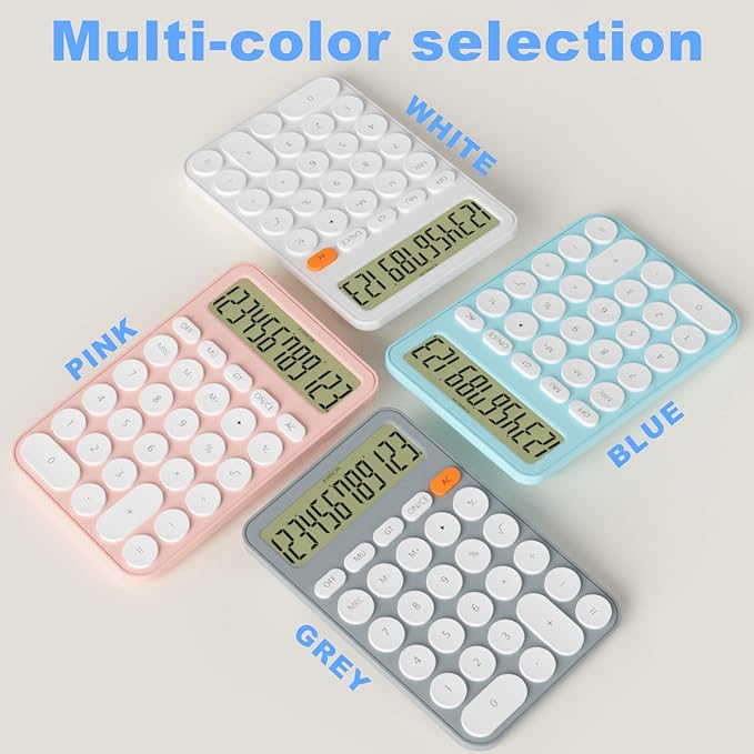 Cute Calculators Desktop Size 6.3 * 4.3in/16 * 11cm, DECKLIT Battery 12 Digit Desk Calculator Extra Large LCD Display, Great Desktop Calculator Big Buttons, 15°Tilt Screen for Kids Calculator(Blue)
