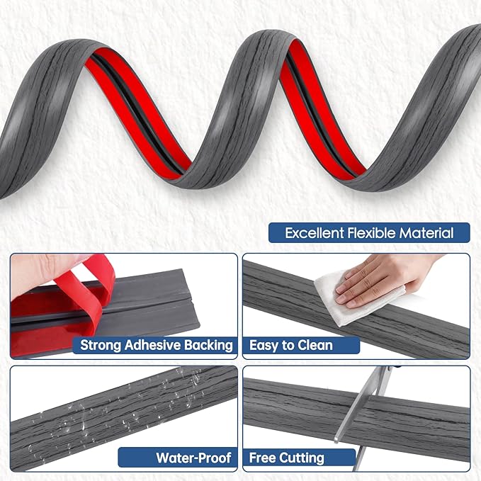 Floor Cord Cover for Wires on Floor Self Adhesive Cord Hider Floor Cable Management Wire Covers for Cords Protector Prevent Cable Trips Cord Cavity W 0.32" x H 0.32", Deep Gray Wood, 20Ft